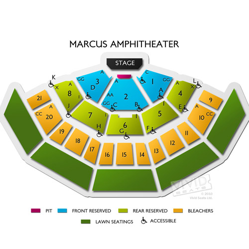 Alpine Valley Detailed Seating Chart With Seat Numbers