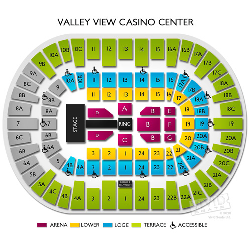 valley view casino center seat map