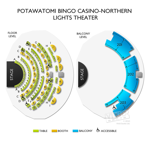 potawatomi hotel casinonorthern lights theater seating chart