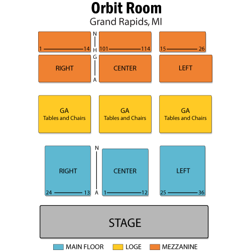 The Orbit Room Seating Chart