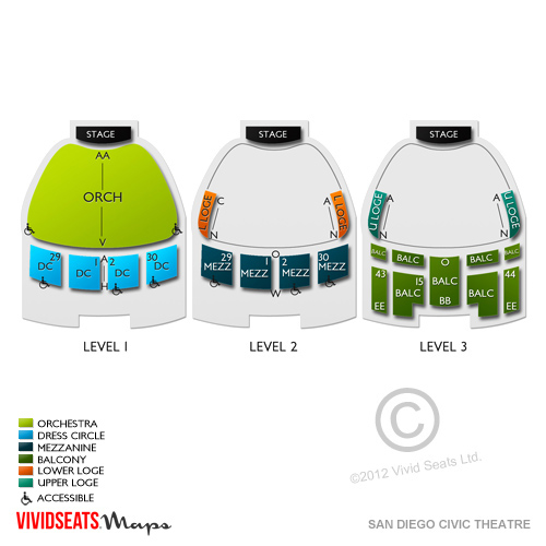 San Diego Civic Theatre Tickets San Diego Civic Theatre Seating Chart