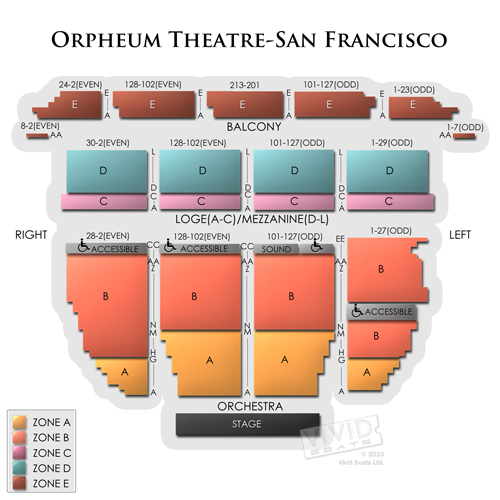 Orpheum Theatre Seating Chart San Francisco Ca
