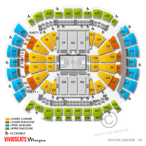 Toyota Center Seating Chart With Seat Numbers