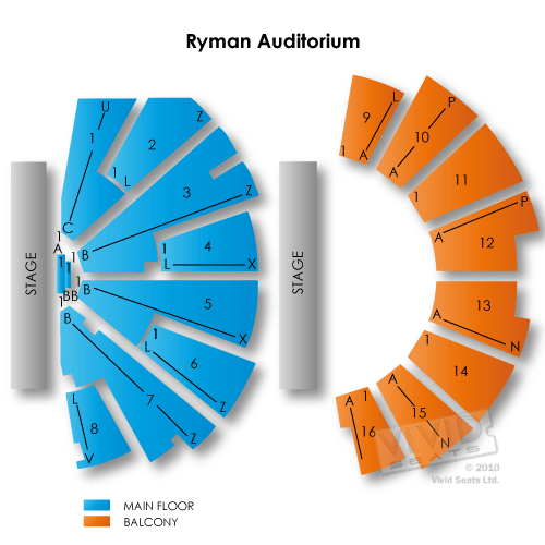 Ryman Seating Chart Views