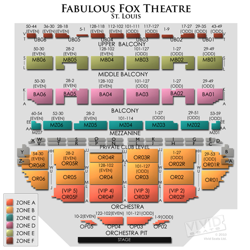 Fox Theater Detroit Seating Chart Orchestra Pit
