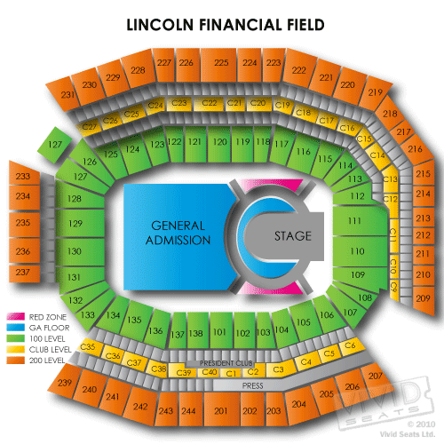 Lincoln Financial Field Seating Chart Seat Numbers