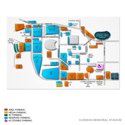 Clemson Memorial Stadium Parking Clemson Memorial Stadium Parking Map Vivid Seats