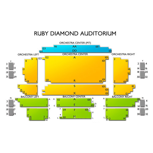 Ruby Diamond Auditorium Seating Chart Vivid Seats