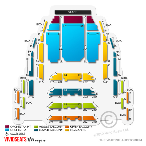 The Whiting Auditorium Seating Chart