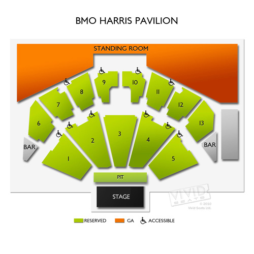 Row Seat Number Bmo Harris Pavilion Seating Chart