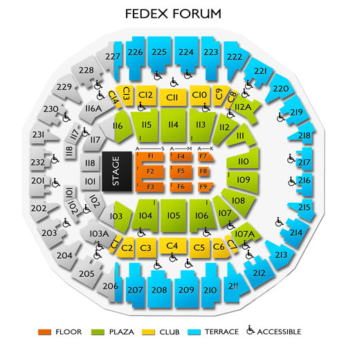 Fedexforum Seating Chart Plaza Level