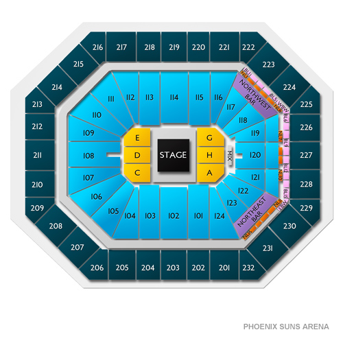 Phoenix Suns Arena Seat Map Section 222 At Talking Stick Resort Arena
