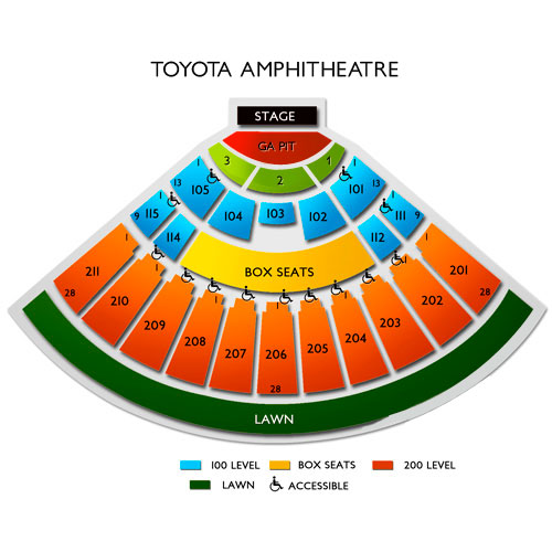 Toyota Amphitheater Seating Chart