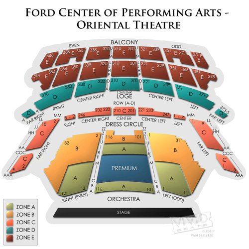 Ford center for the performing arts seating chart