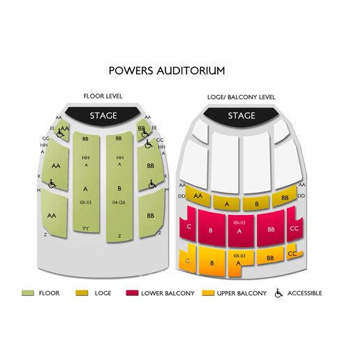 DeYor Performing Arts Center - Edward W Powers Auditorium Venue Map