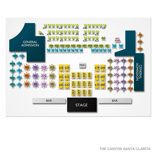 The Canyon Club Seating Chart