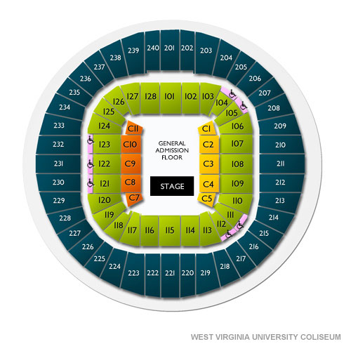 West Virginia University Coliseum 2019 Seating Chart