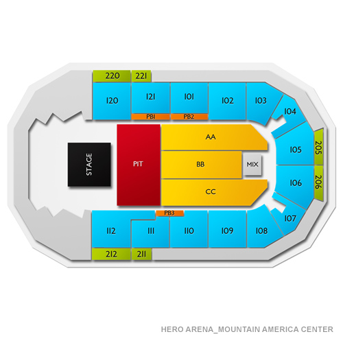 Hero Arena at the Mountain America Center Venue Map