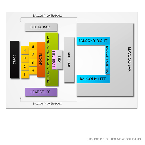 House of Blues New Orleans Venue Map