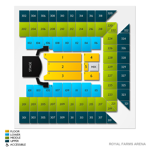 Royal Farms Arena Seating Chart With Rows Seat Numbers