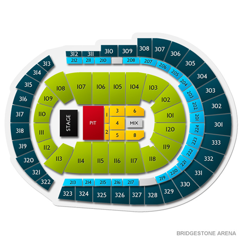 Bridgestone Arena Venue Map