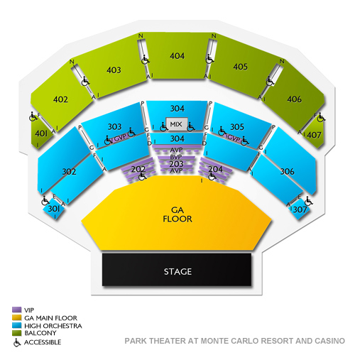 Park Theater Mgm Seating Chart With Seat Numbers