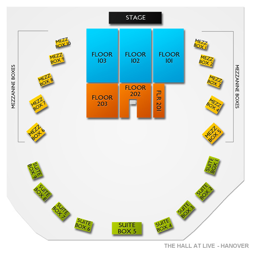 The Hall at Live Casino and Hotel - Hanover Venue Map