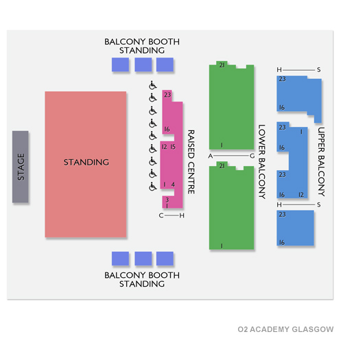 O2 Academy Glasgow Venue Map