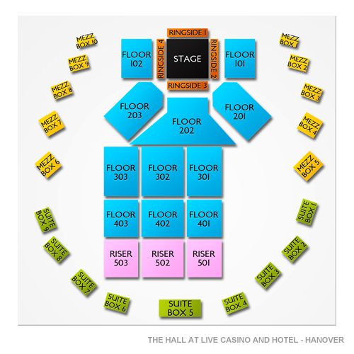 The Hall at Live Casino and Hotel - Hanover Venue Map