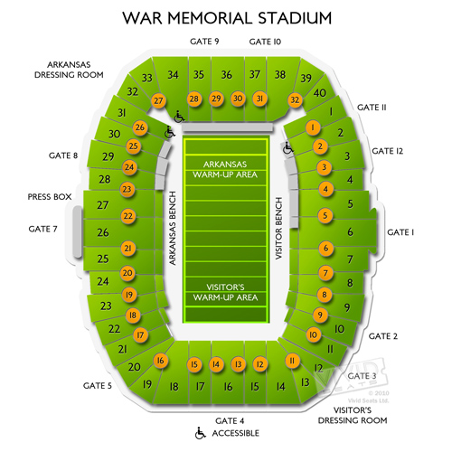 War Memorial Stadium Little Rock Arkansas Seating Chart