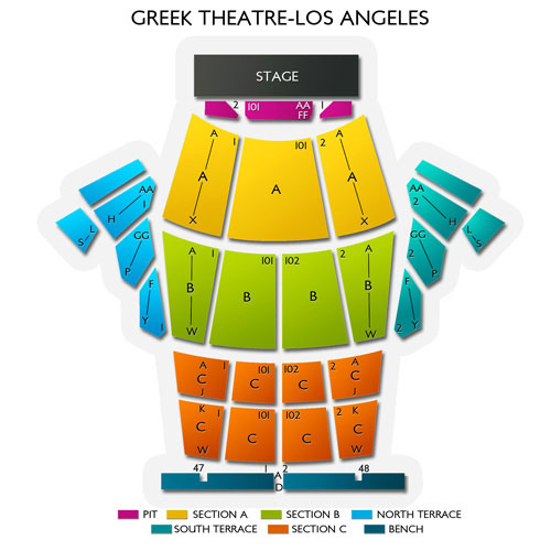 Greek Theater Los Angeles CA Seating Chart Stage Los