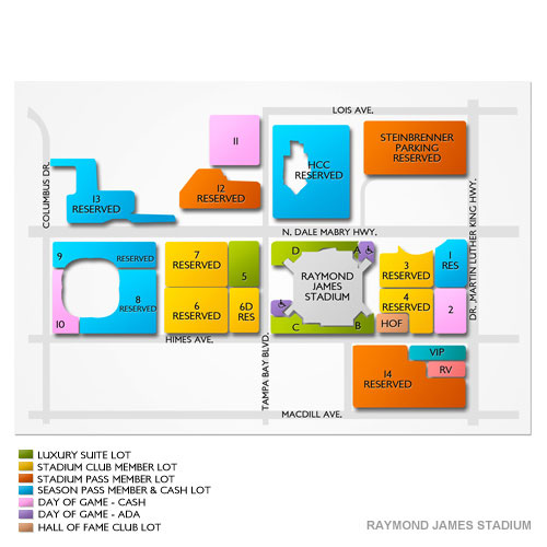 Bucs Parking Lot Map Raymond James Stadium Parking Tickets | 18 Events On Sale Now | Ticketcity