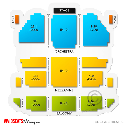 St. James Theatre New York Seating Chart Vivid Seats