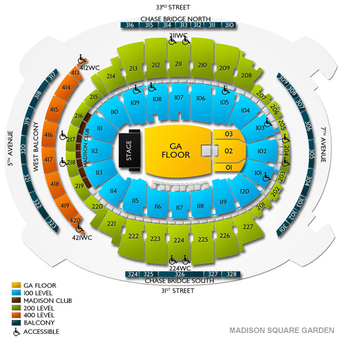 Msg Seating Chart Concert Billy Joel