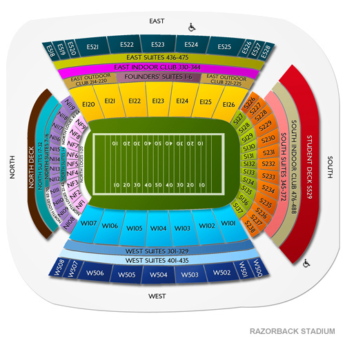 Arkansas Razorback Football Stadium Map