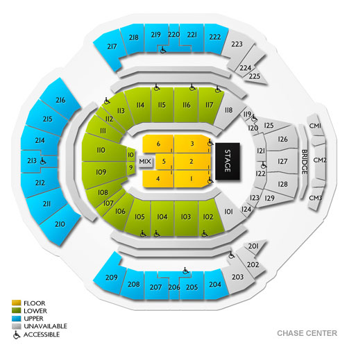Chase Center Seating Chart Concerts