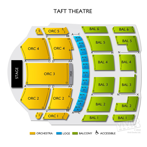 Taft Theatre Seating Chart Vivid Seats