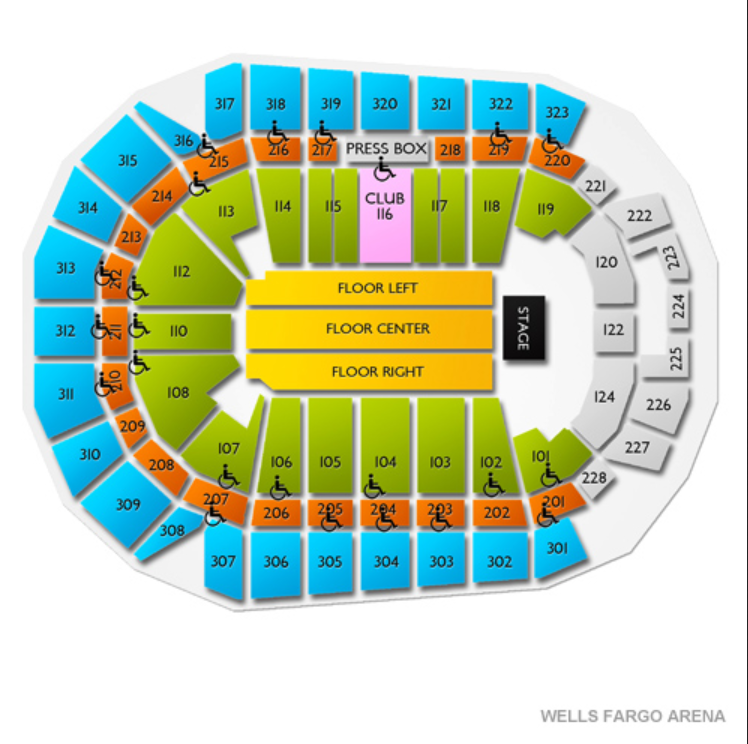 Wells Fargo Arena - Des Moines Venue Map
