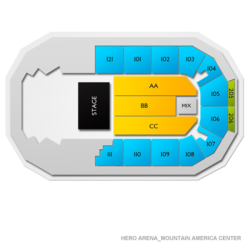Hero Arena at the Mountain America Center Venue Map