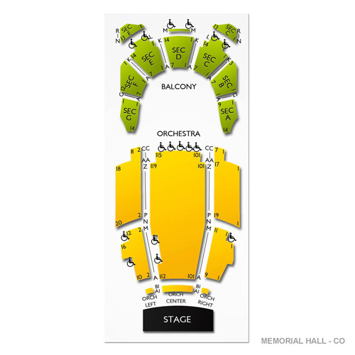 Memorial Hall - CO 2019 Seating Chart