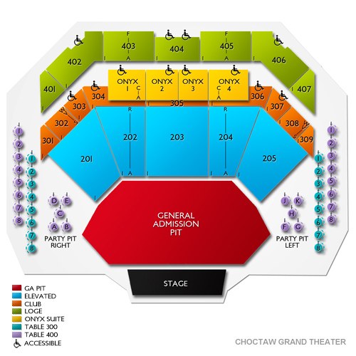 Seating Chart For Choctaw Grand Theater