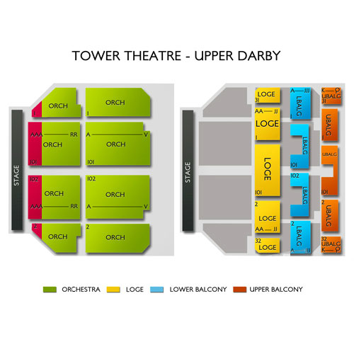 Tower Theater Upper Darby Detailed Seating Chart
