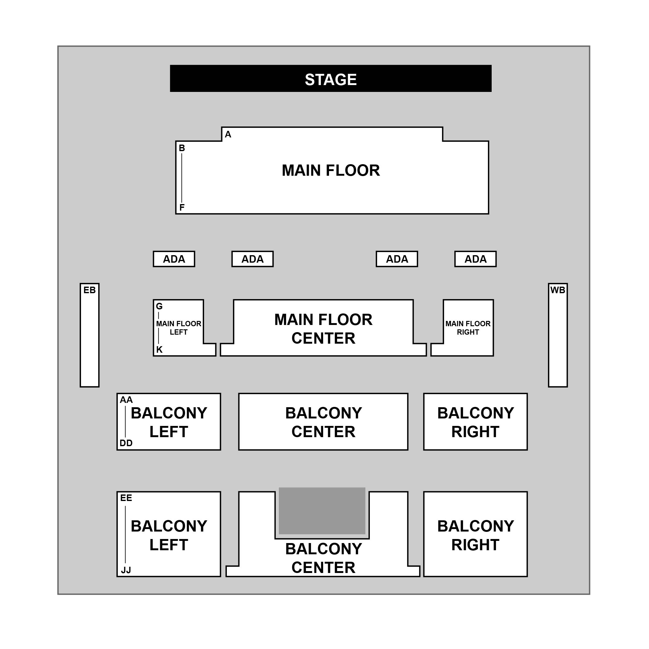 Lebowsky Center for Performing Arts Venue Map