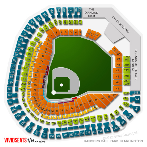 Rangers Ballpark Interactive Seating Chart