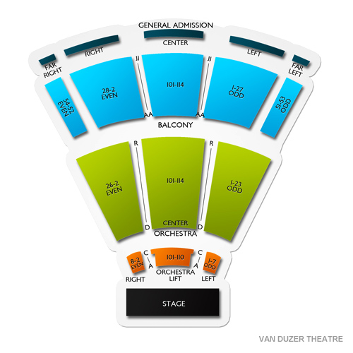 Van Duzer Theatre Seating Chart | Vivid Seats