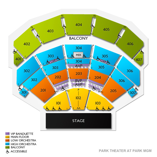 Park Theater At Park Mgm Las Vegas Nv Seating Chart