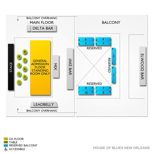 Seating Chart House Of Blues New Orleans