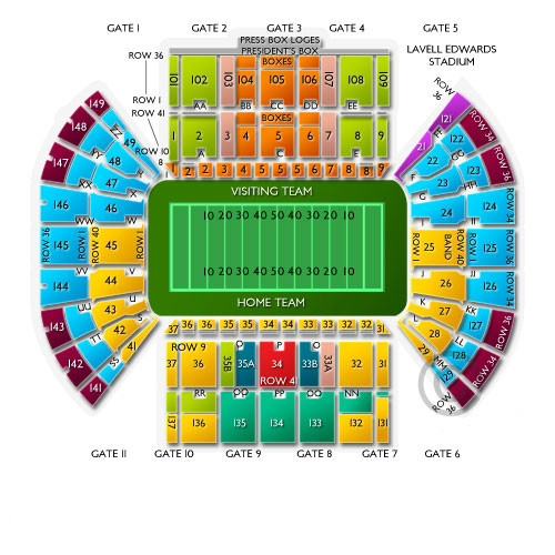LaVell Edwards Stadium 2019 Seating Chart