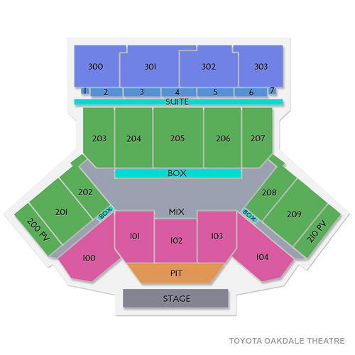 Toyota Oakdale Theatre Venue Map