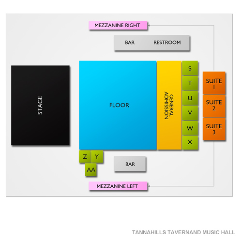 Tannahills Tavern and Music Hall Venue Map
